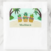 Cool Beach Ananas aangepaste naam stickers (Tas)