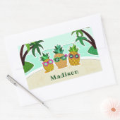 Cool Beach Ananas aangepaste naam stickers (Envelop)