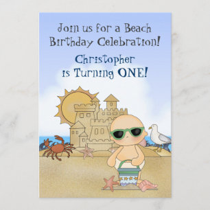 Cool Beach Baby Boys 1er Anniversaire Invitation