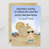Cool Beach Baby shower Invitation pour garçons (Devant / Derrière)