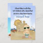 Cool Beach Baby shower Invitation pour garçons (Devant / Derrière)
