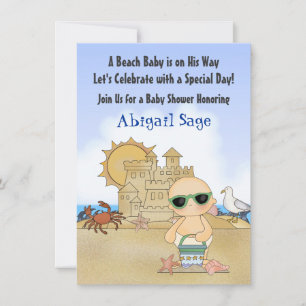 Cool Beach Baby shower Invitation pour garçons