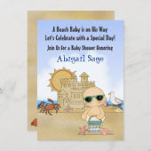 Cool Beach Baby shower Invitation pour garçons (Devant / Derrière)
