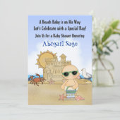 Cool Beach Baby shower Uitnodiging voor Jongens (Staand voorkant)