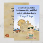 Cool Beach Baby shower Uitnodiging voor Jongens (Voorkant / Achterkant)