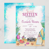 Cool Beach Cocktail Vruchten Zomer Sweet 16 Feestj Kaart (Voorkant / Achterkant)