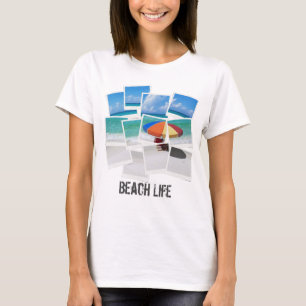 Cool Beach Life Umbrella Photo Lijst Collage T-shirt
