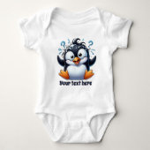 Cool beach pinguin unisex tekst toevoegen romper (Voorkant)