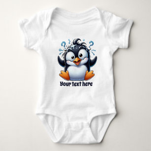 Cool beach pinguin unisex tekst toevoegen romper