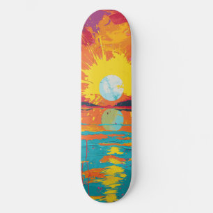 Cool Beach Sunshine Roze en Oranje Skateboard