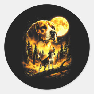 Cool Beagle-hond die naar de Maan jankt Vintage 90 Ronde Sticker
