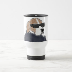 Cool Beagle-hond draagt zonnebril en jas Illu Reisbeker