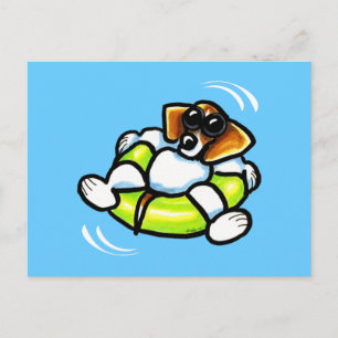 Cool Beagle Pool Float Off-Leash Art™ Briefkaart