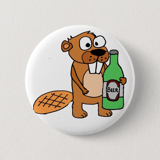 Cool Beaver Drink Cartoon bier Ronde Button 5,7 Cm (Voorkant)