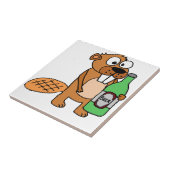 Cool Beaver Drink Cartoon bier Tegeltje (Zijkant)