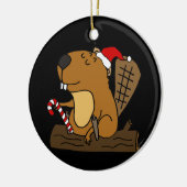 Cool Beaver in Santa hat kerstCartoon Keramisch Ornament (Links)