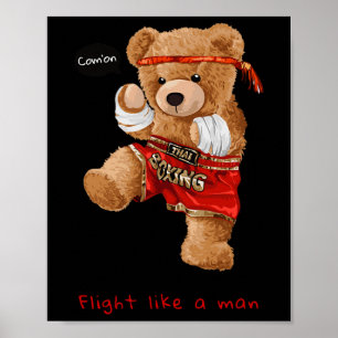 Cool Beer Man Boksen Fight Style Illustratie Grap Poster