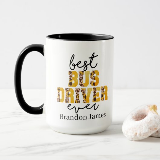 Cool Best Bus Driver Ever Naam toevoegen Mok (Met donut)