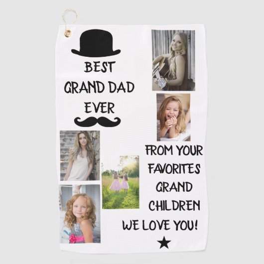 Cool Best Grand Dad Ooit Zwart Script Foto Golfhanddoek (Voorkant)