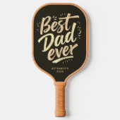 Cool Beste Papa Father Brown Gele Borstel Schrift Pickleball Paddle (Voorkant)