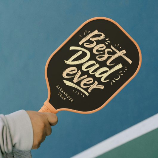 Cool Beste Papa Father Brown Gele Borstel Schrift Pickleball Paddle