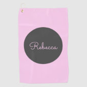 Cool bewerkbaar roze retro-modern scriptontwerp golfhanddoek (Voorkant)