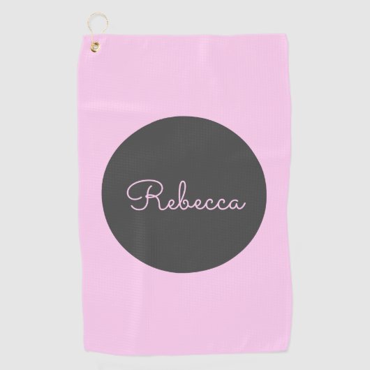 Cool bewerkbaar roze retro-modern scriptontwerp golfhanddoek (Voorkant)