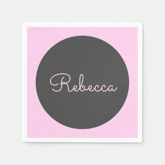 Cool bewerkbaar roze retro-modern scriptontwerp servet (Voorkant)