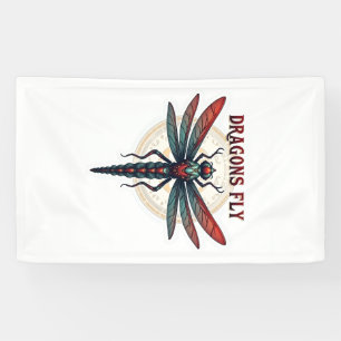 Cool bewerkte Steampunk Libel - Draken vliegen - Spandoek
