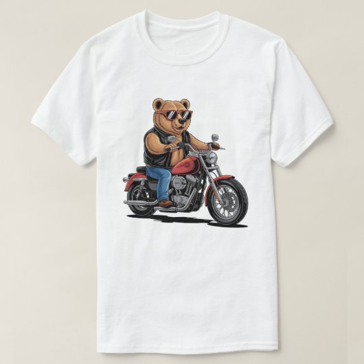Cool Biker Bear on Bobber Motorcycle T-shirt (Design voorkant)