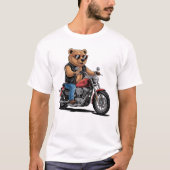 Cool Biker Bear on Bobber Motorcycle T-shirt (Voorkant)