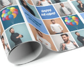 Cool Birthday Boy Mannen Photo Collage Personalize Cadeaupapier (Rol Hoek)
