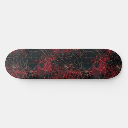 Cool Black and Red Spider Web Design Skateboard (Horz)