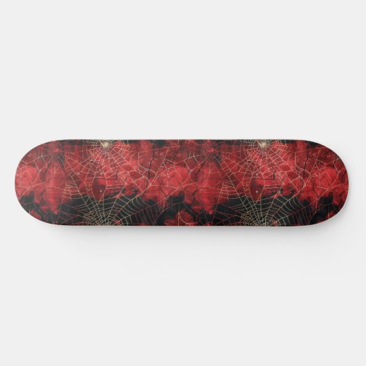 Cool Black and Red Spider Web Design Skateboard (Horz)