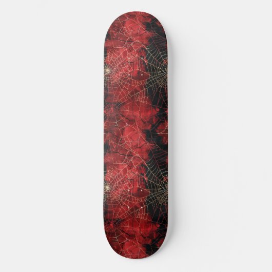 Cool Black and Red Spider Web Design Skateboard (Recto)