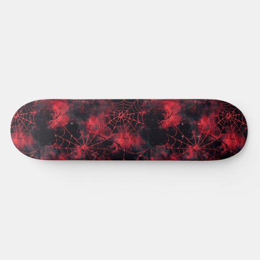 Cool Black and Red Spider Web Design Skateboard (Horz)