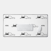Cool Black and White Cat with Sunglasses Pattern (Clavier et souris)