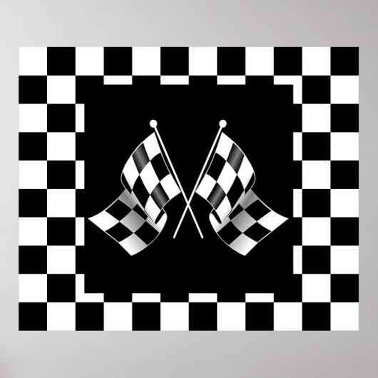 Cool Black and White Checkered Flagtern Poster (Voorkant)