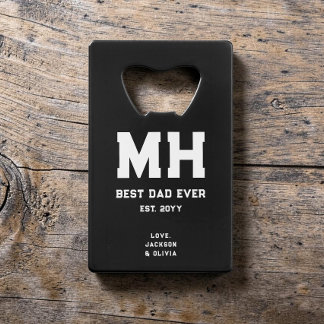 Cool Black and White Modern Monogram Meilleur Papa