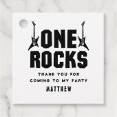 Cool Black and White One Rocks Kinder Bedankt Bedankjes Labels (Voorkant)