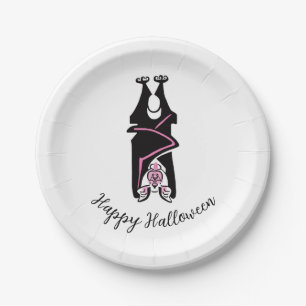 Cool Black BAT - Happy Halloween - Feest Papieren Bordje