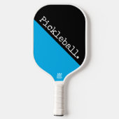 Cool Black BrightStor Blue Slanted Pickleball-teks Pickleball Paddle (Achterkant)