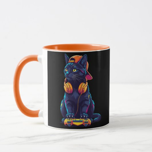 Cool Black Cat Gamer Halloween Spooky Design Mok (Links)