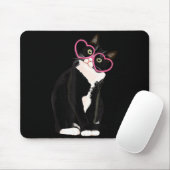 Cool Black Cat Kitten Red Heart Gles Happy Valenti Muismat (Met muis)