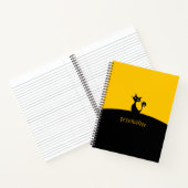 Cool Black Cat Yellow & Black Personalize Notitieboek (Binnen)
