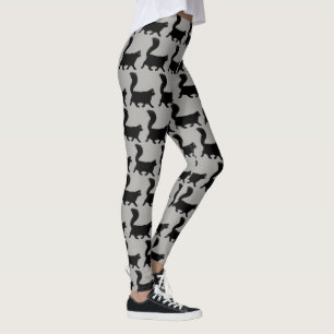 Cool Black Cats Patroon   Zwarte Kat met langharig Leggings