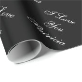 Cool Black Custom Name I Love You Cadeaupapier (Rol Hoek)