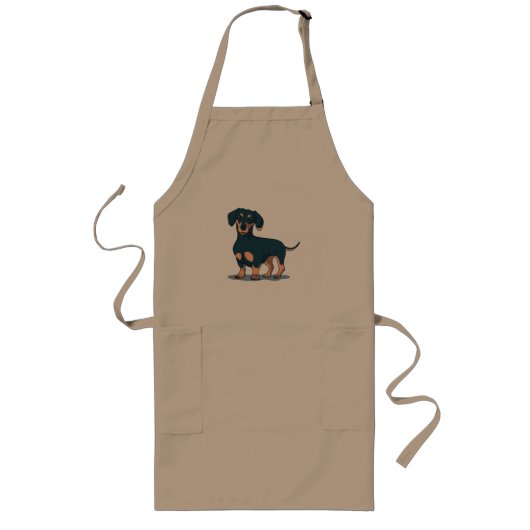 Cool Black Dachshund Dog Design Lang Schort (Voorkant)