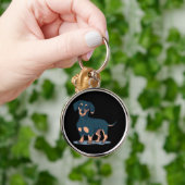 Cool Black Dachshund Dog Design Sleutelhanger (Hand)