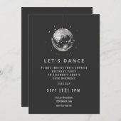 Cool black disco danse anniversaire invitation (Devant / Derrière)